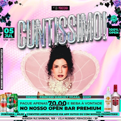 CUNTISSIMO - SÁBADO OPEN BAR - 05/07/25 | Piracicaba