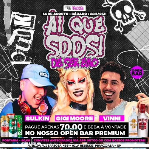 AI QUE SDDS DE SER EMO - SÁBADO OPEN BAR - 16/08/25 | Piracicaba